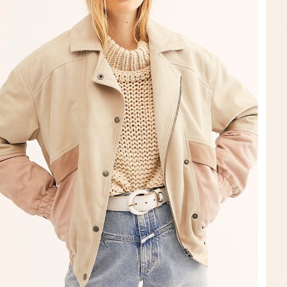 🆕 Free People Distant Lights Genuine Suede Bomber - Picture 3 of 3
